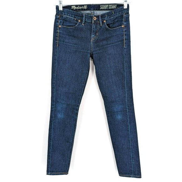 Madewell Skinny Skinny Jeans 27x32 Dark Wash Cotton Stretch Denim Blue Low Rise - Picture 1 of 11